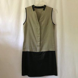 Hotel Particulier Linen & Faux Leather Dress